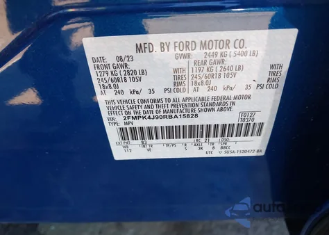 2024 Ford Edge Sel из США, поврежденный, VIN 2FMPK4J90RBA15828